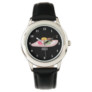 Macaron cartoon illustratie horloge