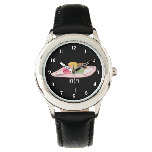 Macaron cartoon illustratie horloge (Voorkant)