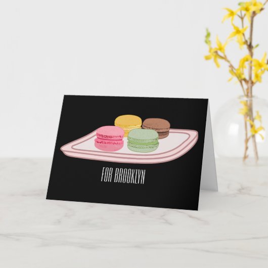 Macaron cartoon illustratie kaart (Gele Bloem)