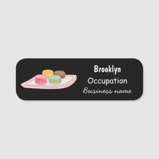 Macaron cartoon illustratie naamplaatje (Voorkant)