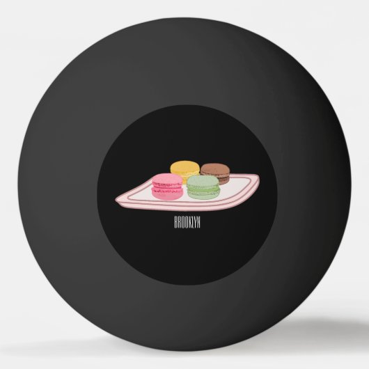 Macaron cartoon illustratie pingpongbal (Voorkant)