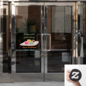 Macaron cartoon illustratie raamsticker (Kantoordeur)