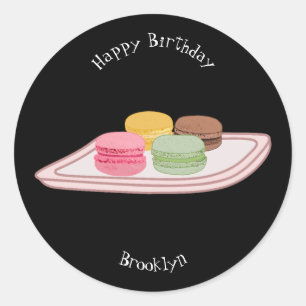 Macaron cartoon illustratie ronde sticker