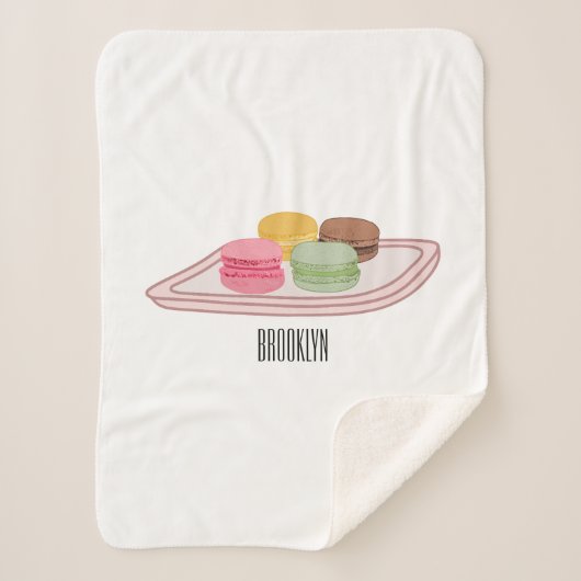 Macaron cartoon illustratie sherpa deken (Voorkant)