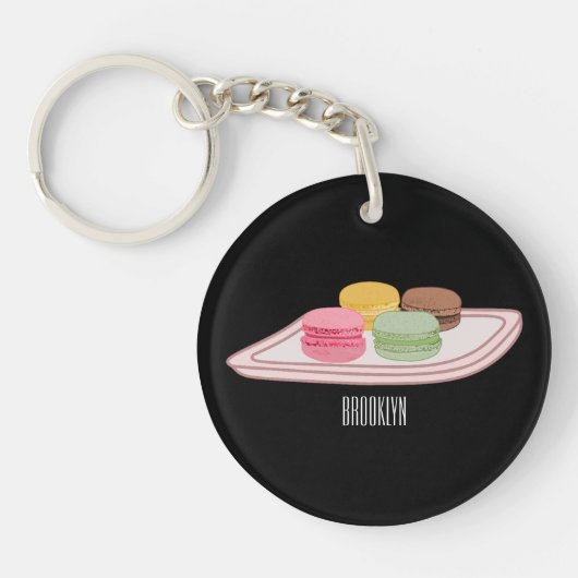 Macaron cartoon illustratie sleutelhanger (Voorkant)