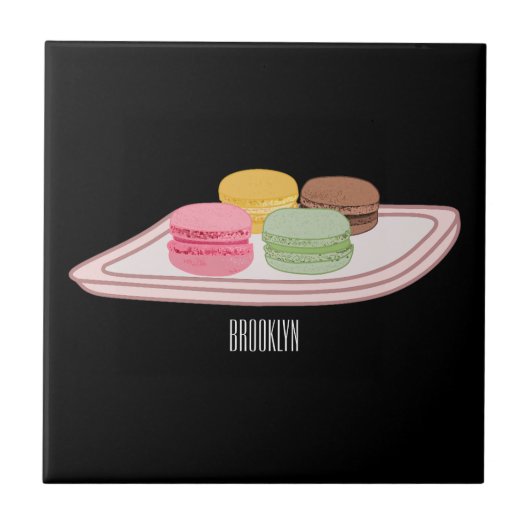 Macaron cartoon illustratie tegeltje (Voorkant)