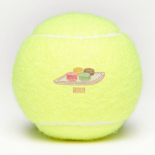 Macaron cartoon illustratie tennisballen (Voorkant)