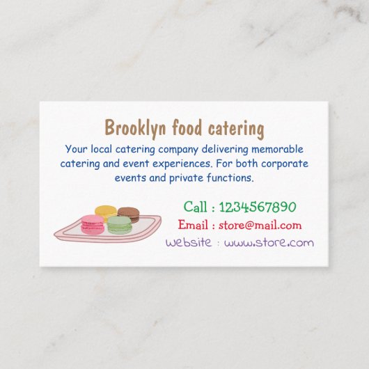 Macaron cartoon illustratie visitekaartje (Voorkant)