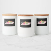 Macaron cartoon illustratie voedselcontainer etiket (Flessen)