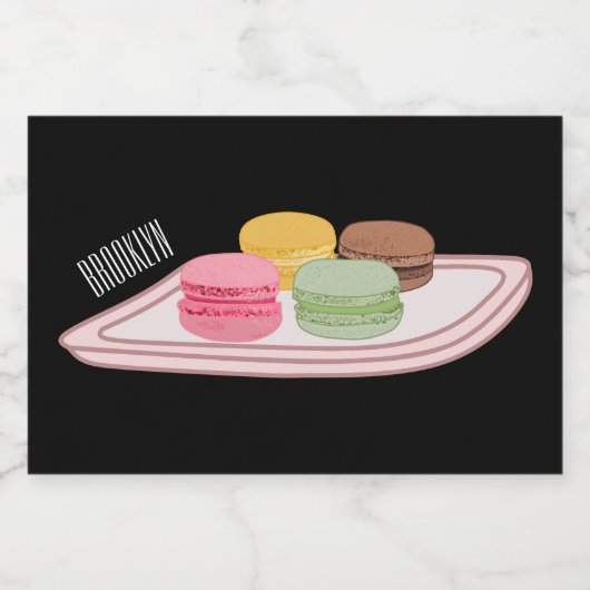 Macaron cartoon illustratie voedselcontainer etiket (Enkel label)