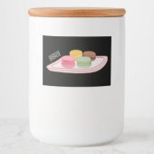Macaron cartoon illustratie voedselcontainer etiket (Voorkant)