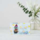Macaron Catering Polka Dots Visitekaartje (Staand voorkant)