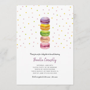 Macaron confetti baby shower brunch-uitnodiging kaart