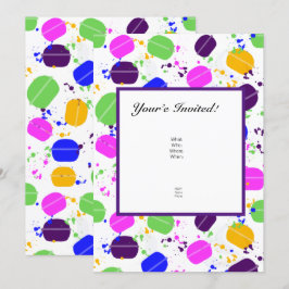 Macaron Confetti Uitnodigingen - Gepersonaliseerd