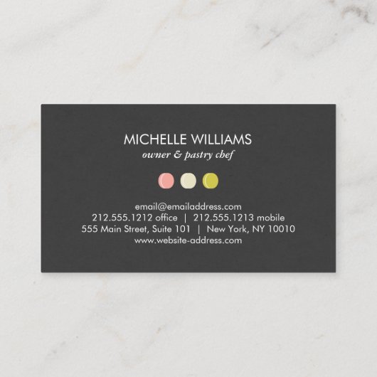 MACARON COOKIE TRIO LOGO voor bakkerij, banketbakk Visitekaartje (Achterkant)