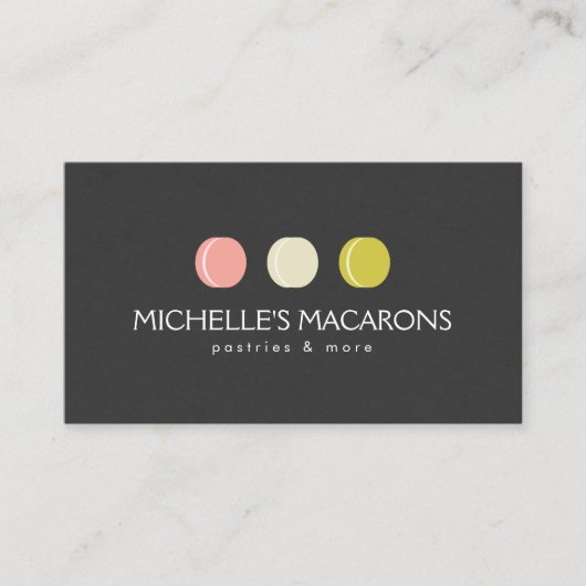 MACARON COOKIE TRIO LOGO voor bakkerij, banketbakk Visitekaartje (Voorkant)