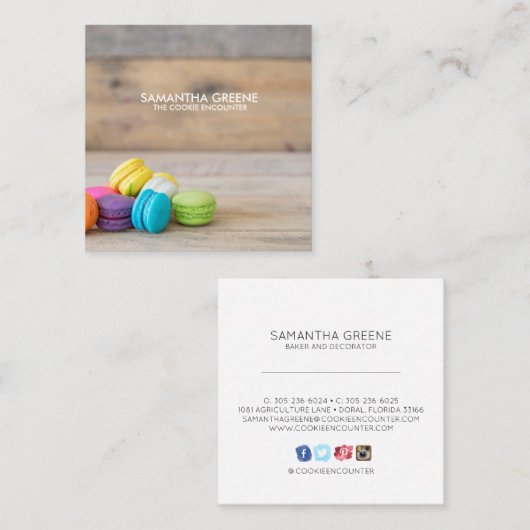 Macaron Cookie Visitekaartje (Voorkant / Achterkant)