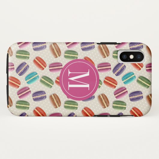 Macaron Cookies Cute Custom Monogram Initiaal Case-Mate iPhone Case (Achterkant (horizontaal))