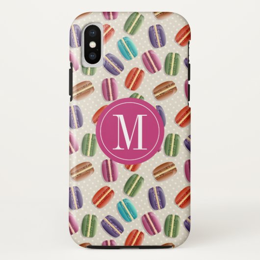 Macaron Cookies Cute Custom Monogram Initiaal Case-Mate iPhone Case (Achterkant)