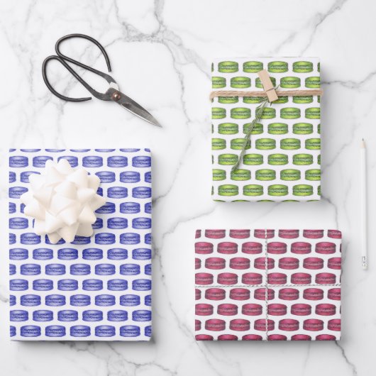 Macaron Cookies French Pastry Food Bakery Cafe Inpakpapier Vel (Voorkant)