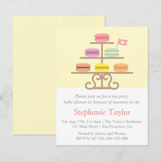 Macaron Dessert, Tea Party Baby shower, mam om te  Kaart (Voorkant / Achterkant)