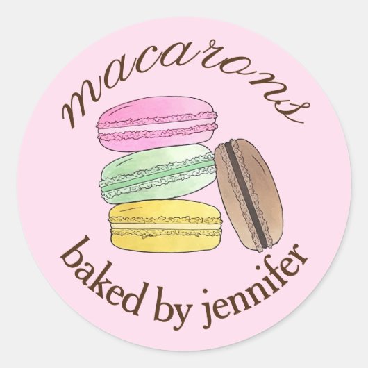 Macaron Franse gebak Cookies Macarons gebakken doo Ronde Sticker (Voorkant)