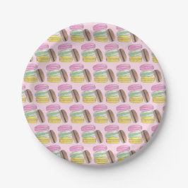 Macaron Franse Gebak Koekjes Macarons Patisserie Papieren Bordje