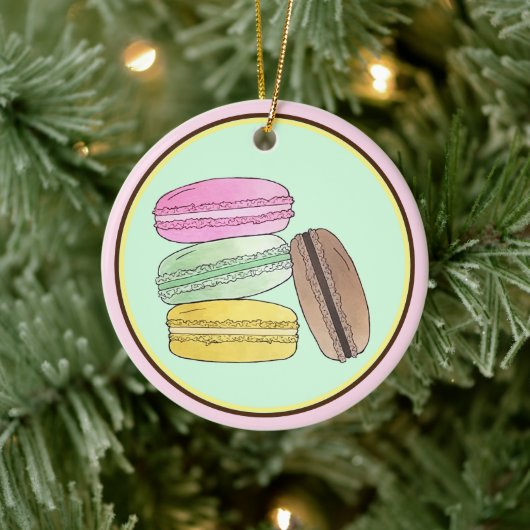 Macaron French Pastry Cookies Macarons Patisserie Keramisch Ornament (Boom)