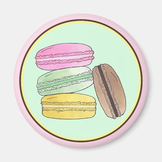 Macaron French Pastry Cookies Macarons Patisserie Magneet (Voorkant)