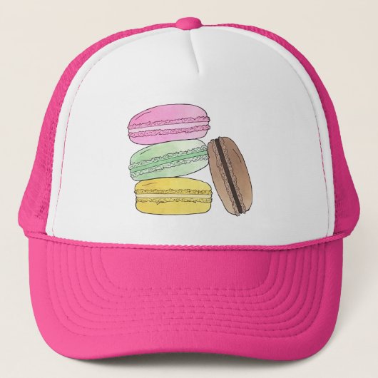 Macaron French Pastry Cookies Macarons Patisserie Trucker Pet (Voorkant)