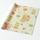 Macaron gebak dessert zoete bloemige macaron cadeaupapier (Uitgerold)