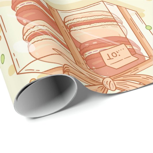 Macaron gebak dessert zoete bloemige macaron cadeaupapier (Rol Hoek)