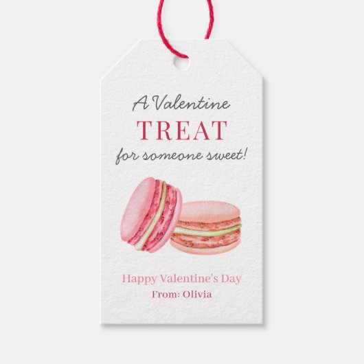 Macaron Happy Valentine's Day Sweet Treat Favors Cadeaulabel (Voorkant)