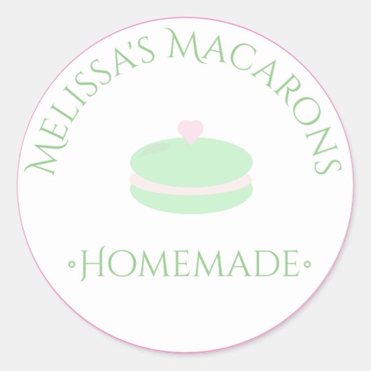 Macaron Hart Logo Stickers Zelfgemaakte Bakkerij (Voorkant)
