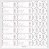 Macaron individuele naam adres + envelop sticker (Vel)