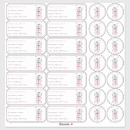 Macaron individuele naam adres + envelop sticker