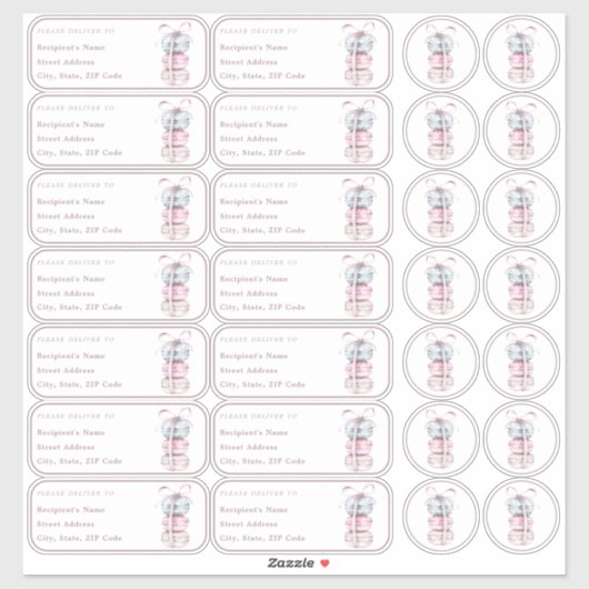 Macaron individuele naam adres + envelop sticker (Vel)