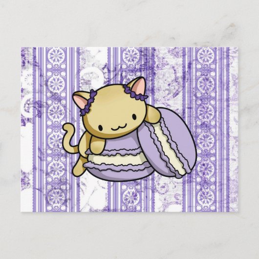 Macaron Kat Briefkaart (Voorkant)