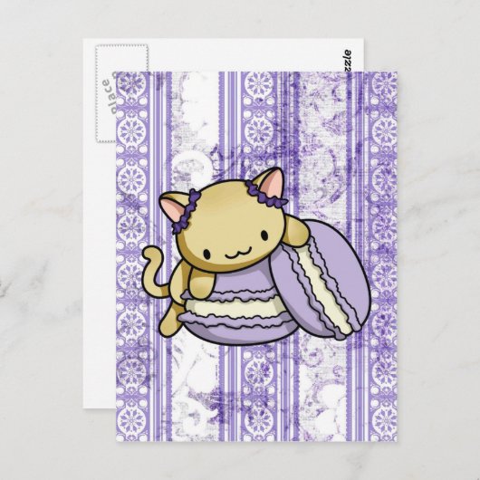 Macaron Kat Briefkaart (Voorkant / Achterkant)