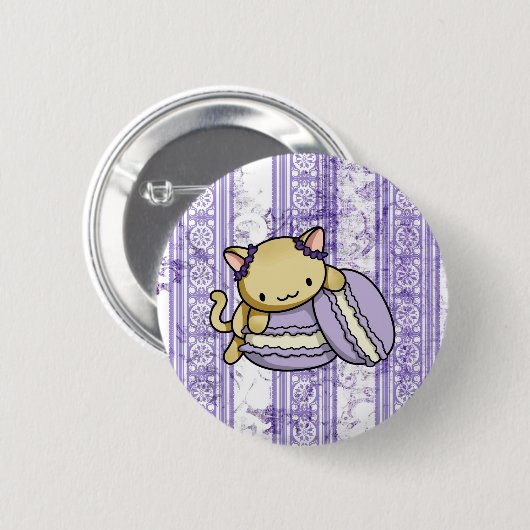 Macaron Kat Ronde Button 5,7 Cm (Voorkant /achterkant)