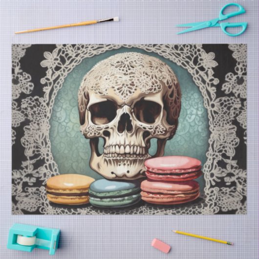Macaron Lace Skull Decoupage Papier (Craft)