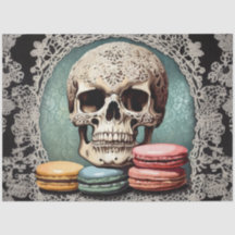Macaron Lace Skull Decoupage Papier