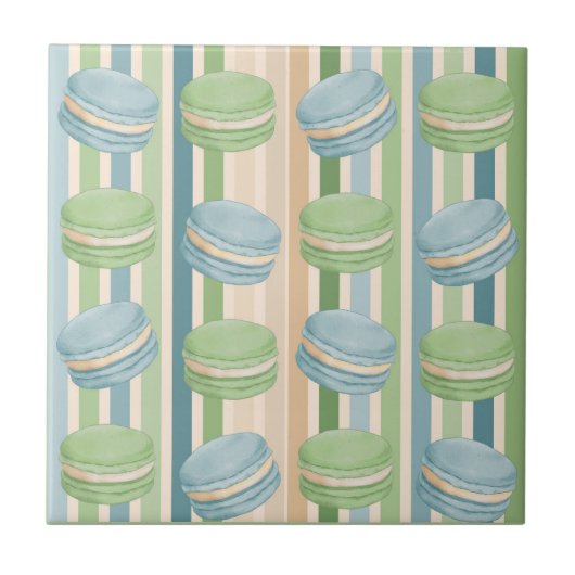 Macaron Light Blue and Soft Olive Green Tegeltje (Voorkant)