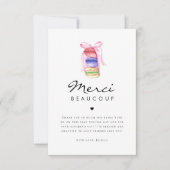 Macaron Merci Beaucoup Franse Bruiloft Borrel Bedankkaart (Voorkant)