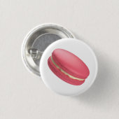 Macaron met aardbeiensmaak ronde button 3,2 cm (Voorkant /achterkant)