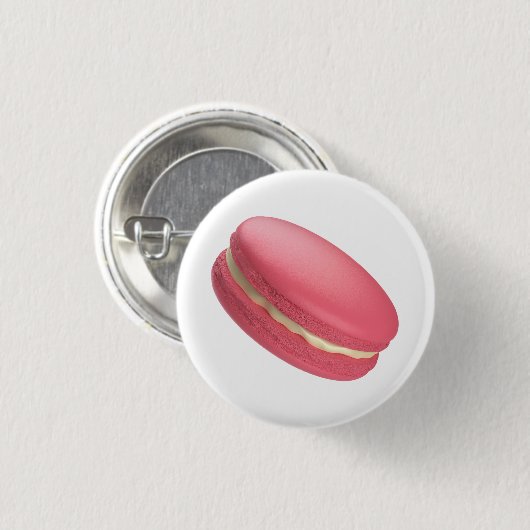 Macaron met aardbeiensmaak ronde button 3,2 cm (Voorkant /achterkant)