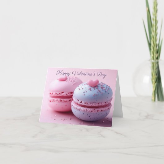 Macaron met Hartjes Valentijns Groet Kaart (Voorkant)