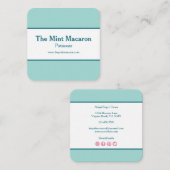 Macaron Mint Blue Modern Minimal Chic & Trendy Vierkante Visitekaartje (Voorkant / Achterkant)