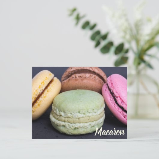 Macaron pastries voor cadeau voor tanden feestdagenkaart (Staand voorkant)
