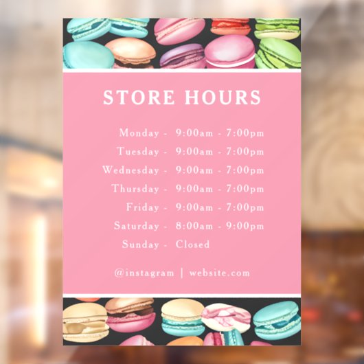 Macaron Patisserie Bakery | Openingstijden | Uren Raamsticker (Vel 2)